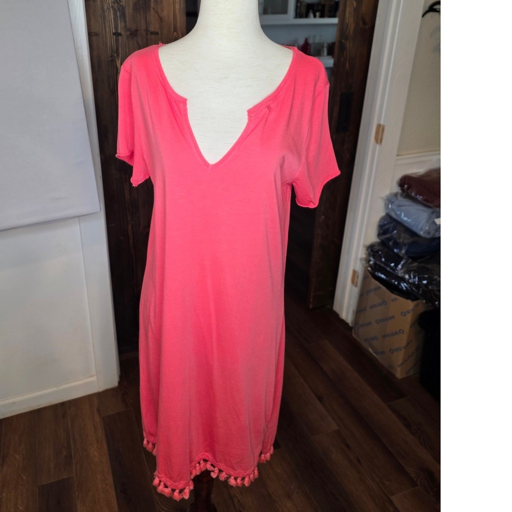 MICHAEL STARS Woman Mini Dress Cotton/Modal Small Coral Pink Beach